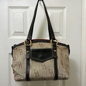 Dooney & Bourke Black and Tan Shoulder Bag with Classic Design